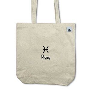 Pisces astrology / zodiac embroidered tote bag
